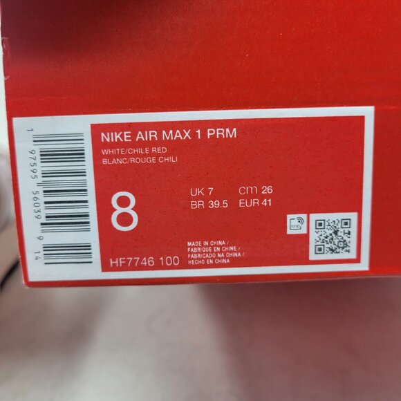 Nike Air Max 1 PRM Premium Hot Sauce Chile Red Pepper White Silver HF7746-100 8 - Picture 15 of 16